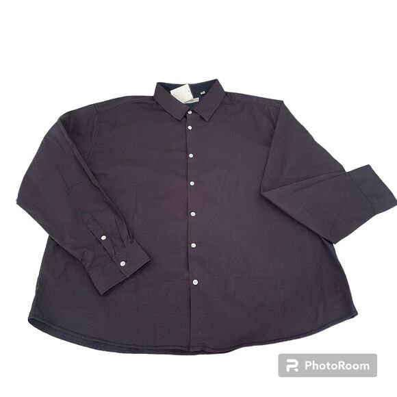 Reaction Kenneth Cole Men Long Sleeve Shirt Big &Tall 4XL Eggplant Button Up New - Picture 1 of 4